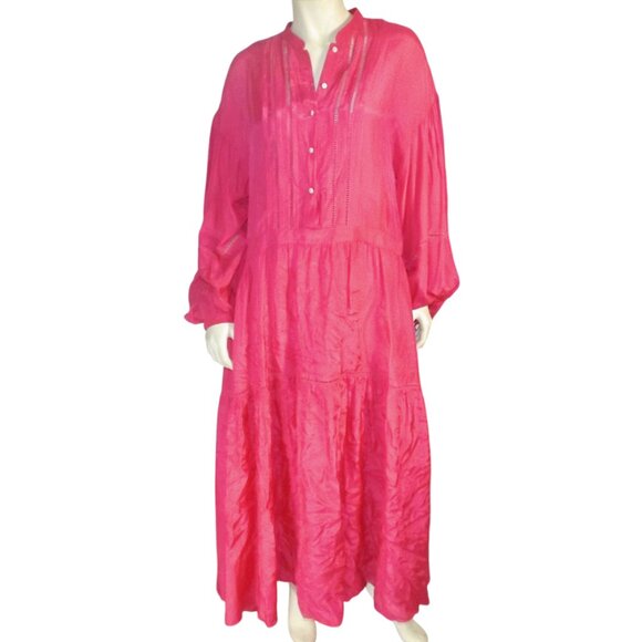 & OTHER STORIES Dress, M, HOT PINK, Midi, Slip, Ladder Cutouts, Long sleeves - Picture 1 of 13